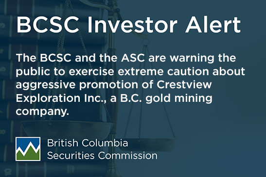 custom BCSC graphic containing important information from an investor alert.